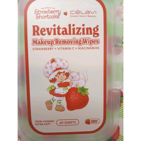 Rare 60 Pc Celavi Strawberry Shorthcake Makeup Remover Vit C Niacinamide Hygenic - Picture 2 of 8